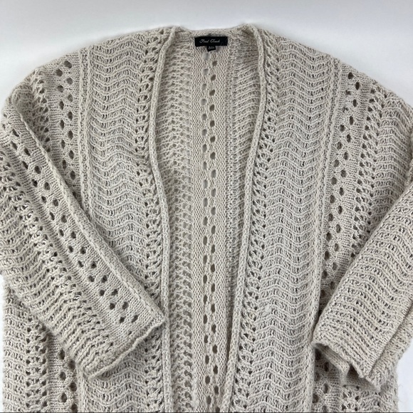 Final Touch Womens Cardigan Open Front Loose Knit Beige S/M - Picture 3 of 7